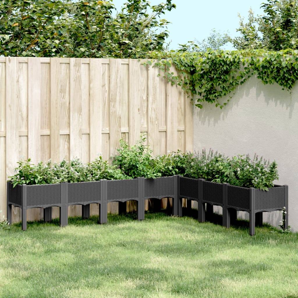 Vidaxl - Jardinière avec pieds noir 200x160x42 cm PP vidaXL 367913 - Image 1
