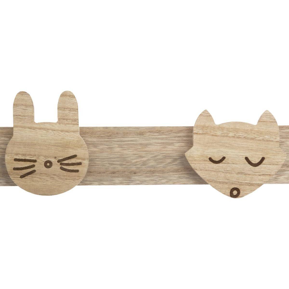 Atmosphera - Patère Enfant 4 Têtes "Wild" 55cm Naturel - Image 2