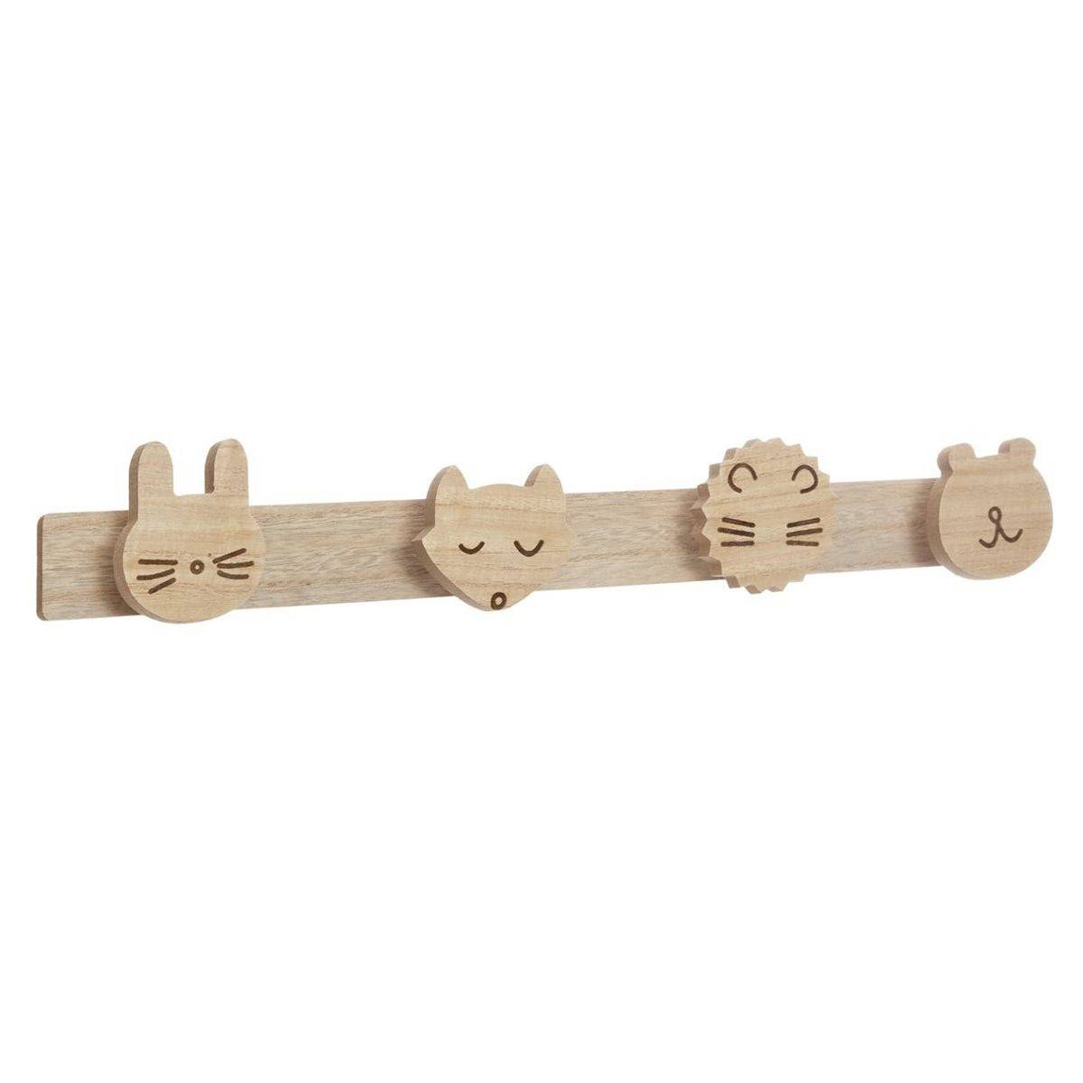 Atmosphera - Patère Enfant 4 Têtes "Wild" 55cm Naturel - Image 1