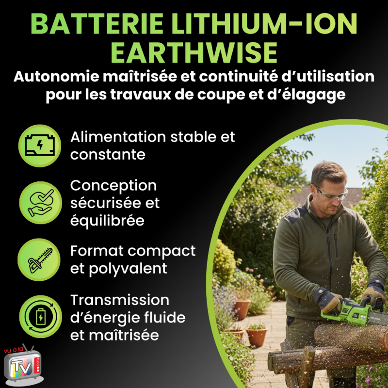 Batterie Lithium Ion 20V pour Mini Tronconneuse a Batterie | Compatible Tronconneuse Electrique 2en1 | Mini Tronconneuse a Batterie- VENTEO - Image 2