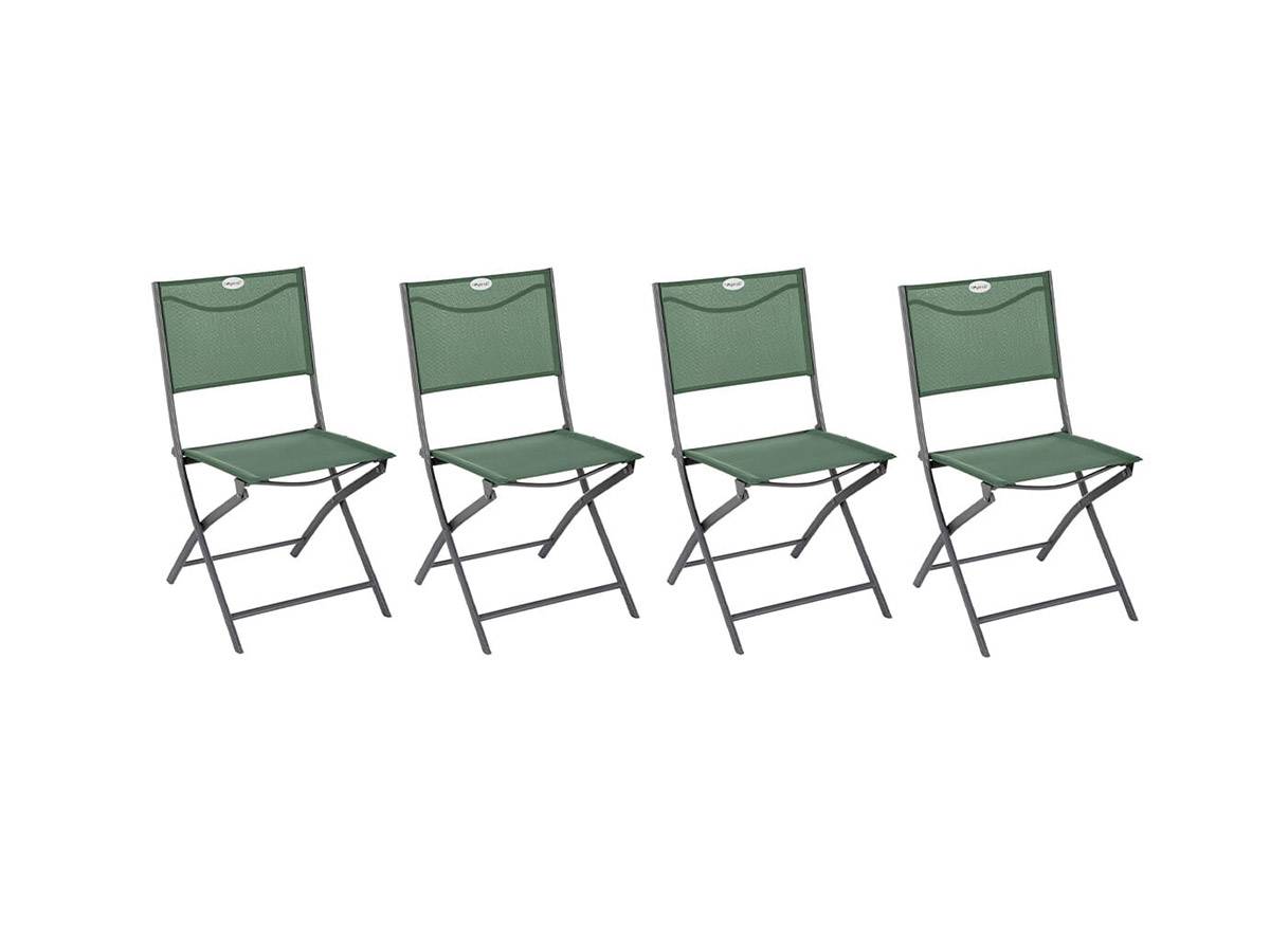 Hesperide - Lot de 4 Chaises de jardin pliante métal Modula Olive/Graphite - Hespéride - Image 1
