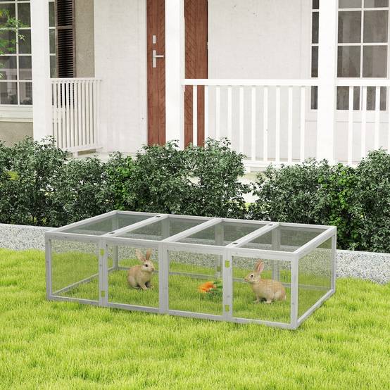 Clapier cage à lapins extérieur intérieur 2 portes supérieures 181L x 100l x 48H cm bois massif gris - Image 4