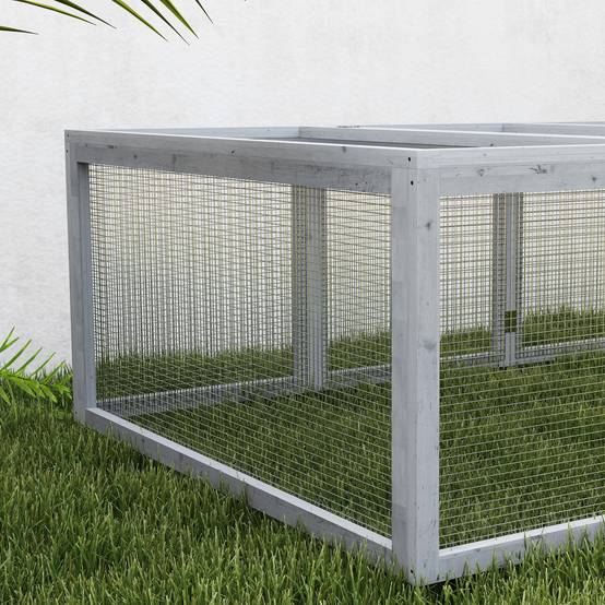 Clapier cage à lapins extérieur intérieur 2 portes supérieures 181L x 100l x 48H cm bois massif gris - Image 10