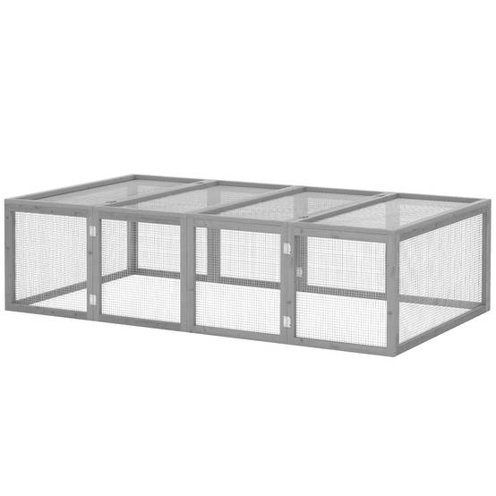 Clapier cage à lapins extérieur intérieur 2 portes supérieures 181L x 100l x 48H cm bois massif gris - Image 2