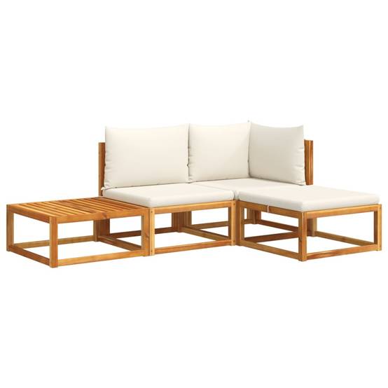 Petit Ensemble Jardin 4 Pièces Bois Acacia & Corde Beige, Canapé Cosy avec Pouf Table – ComfortXL Outdoor Living - Image 2