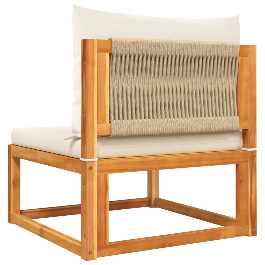 Petit Ensemble Jardin 4 Pièces Bois Acacia & Corde Beige, Canapé Cosy avec Pouf Table – ComfortXL Outdoor Living - Image 9