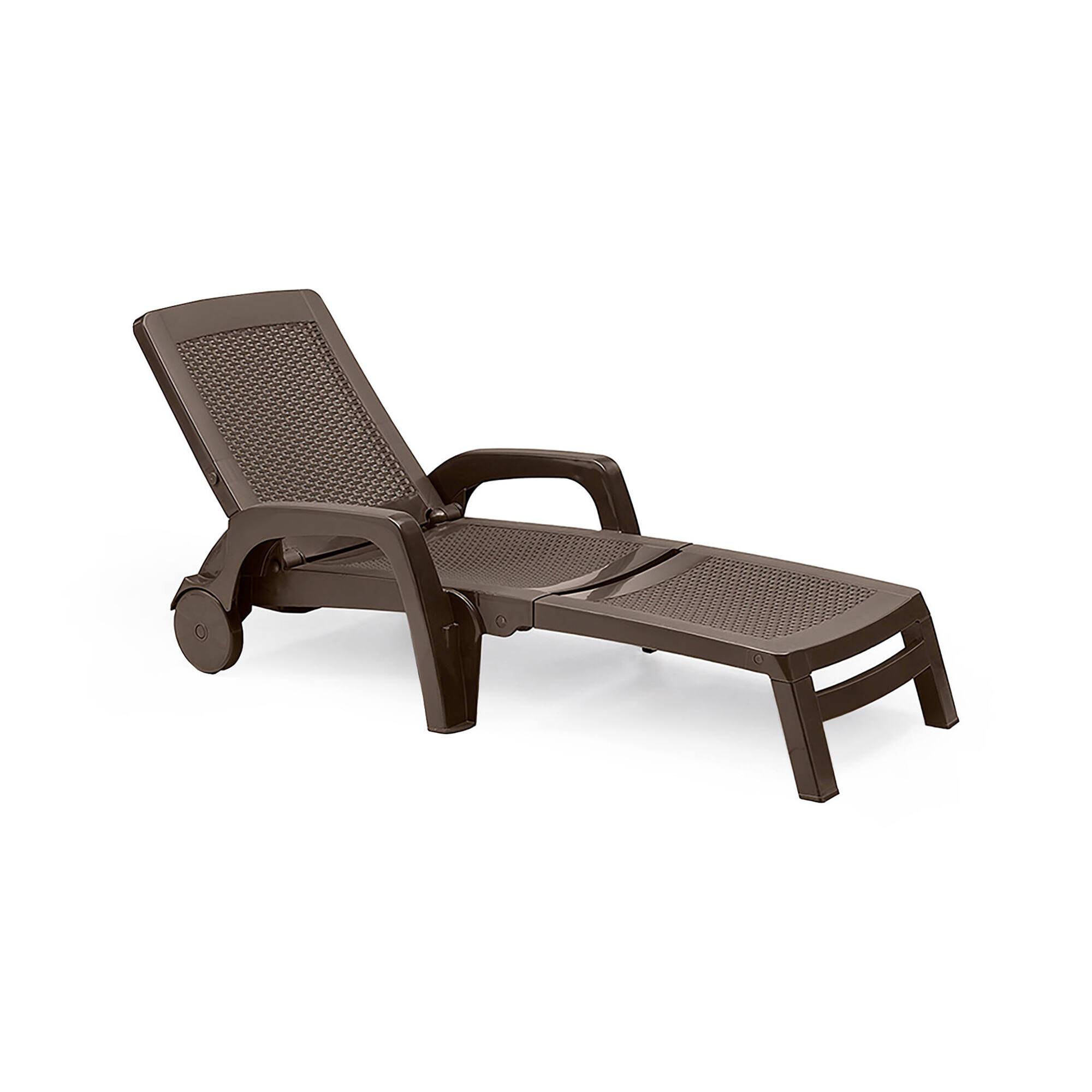 Dmora - Bain au soleil Saturno, Bain au soleil de jardin réglable avec accoudoirs, Chaise longue d'extérieur, 100% Made in Italy, 190x46h70 cm, Marron - Dmora - Image 1