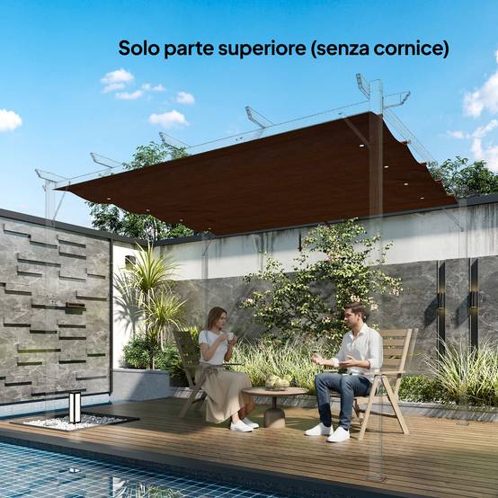 Toile rétractable de pergola rechange polyester protection anti-UV 286x245cm café - ComfortXL Outdoor Living - Image 4