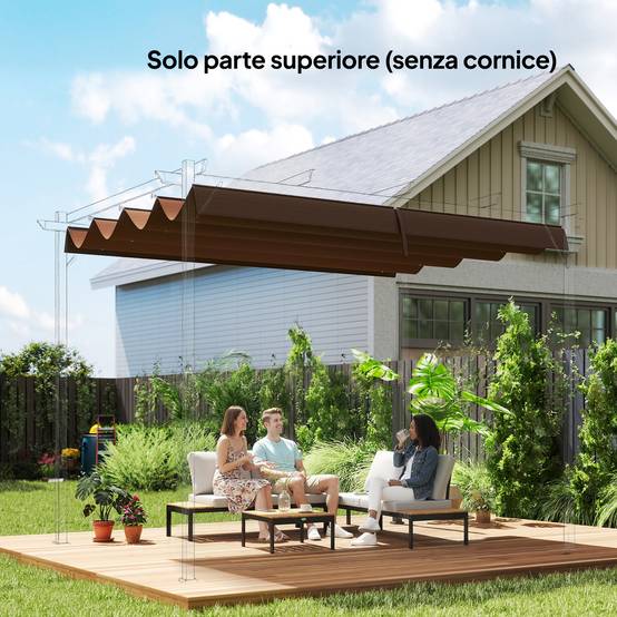 Toile rétractable de pergola rechange polyester protection anti-UV 286x245cm café - ComfortXL Outdoor Living - Image 3