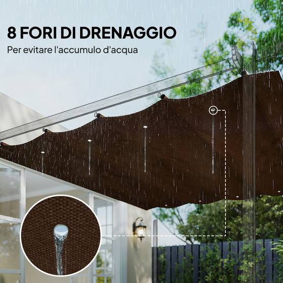 Toile rétractable de pergola rechange polyester protection anti-UV 286x245cm café - ComfortXL Outdoor Living - Image 8