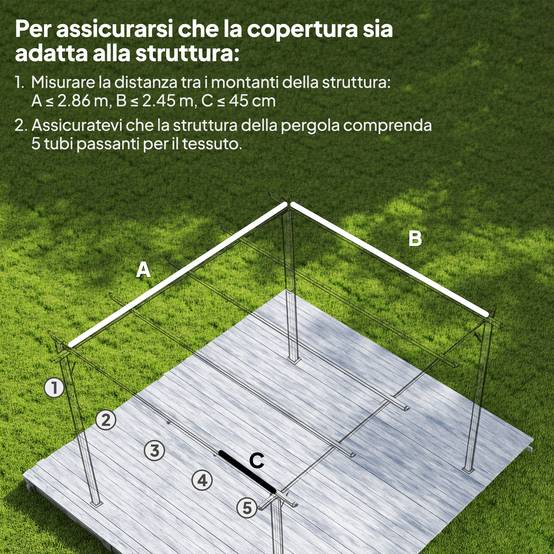 Toile rétractable de pergola rechange polyester protection anti-UV 286x245cm café - ComfortXL Outdoor Living - Image 6