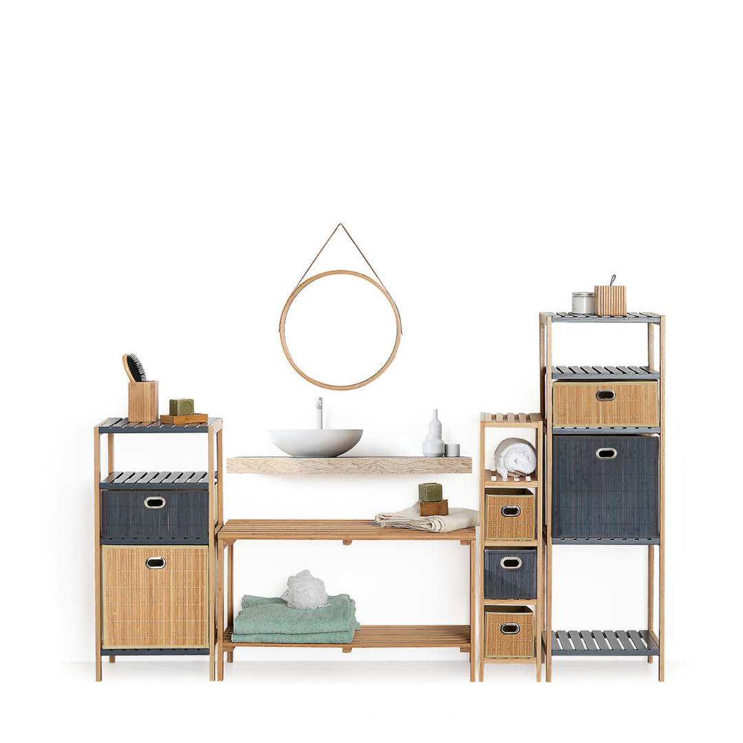Boîte de rangement design en bambou et tissu - Gris - Five Simply Smart ...