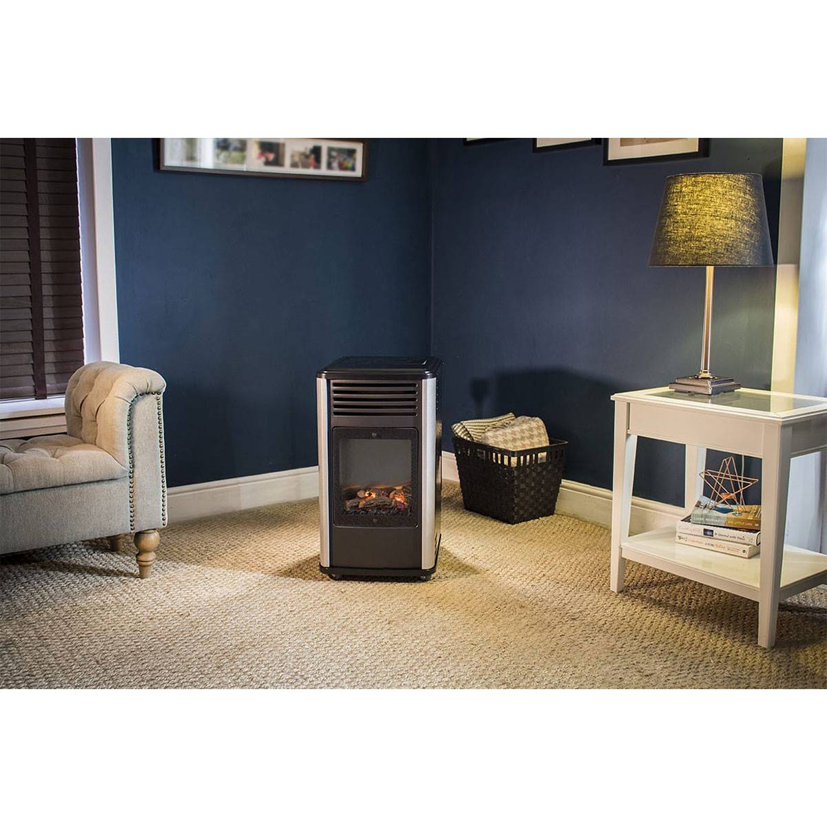 Chauffage à gaz 3.4 KW mobile Noir Effet feu + Tuyau gaz + Détendeur butane Manhattan SAHARA - Image 4