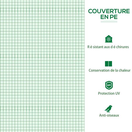 Mini serre de balcon acier bâche PE culture herbes plantes 2 fenêtres 120x60x60cm vert foncé - ComfortXL Outdoor Living - Image 7