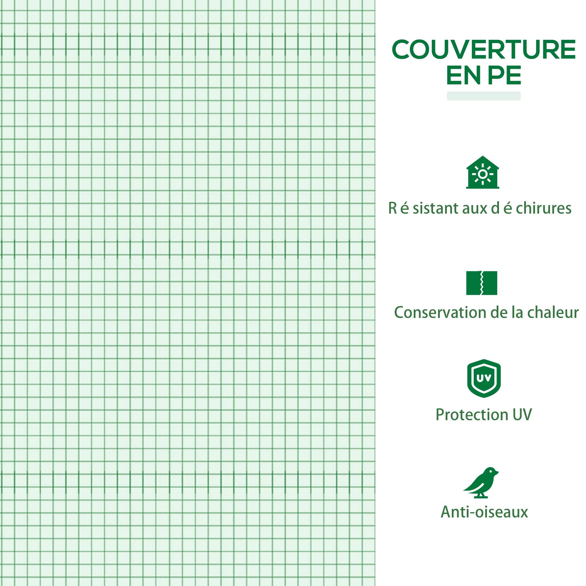 Mini serre de balcon acier bâche PE culture herbes plantes 2 fenêtres 120x60x60cm vert foncé - ComfortXL Outdoor Living - Image 7