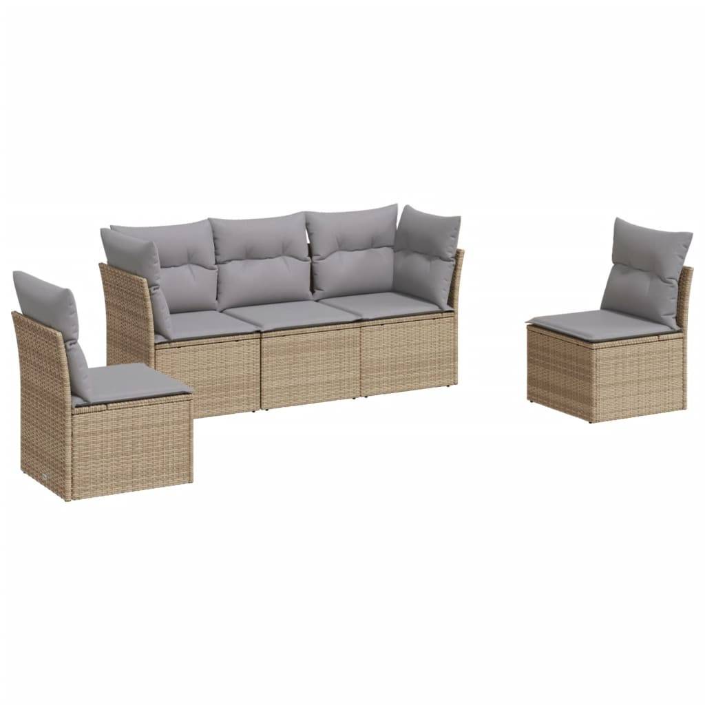 Vidaxl - Salon de jardin avec coussins 5 pcs beige résine tressée vidaXL 3249188 - Image 2