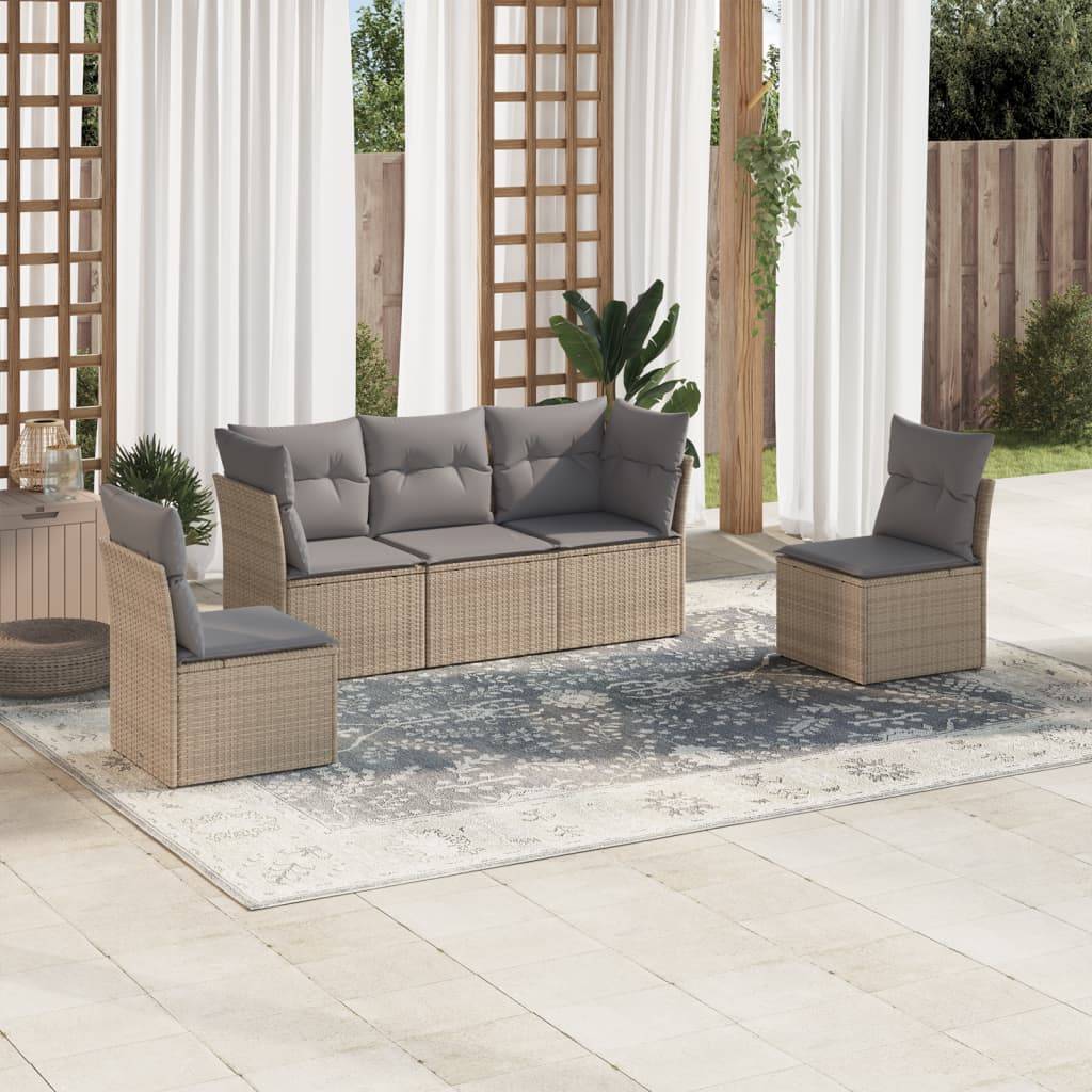Vidaxl - Salon de jardin avec coussins 5 pcs beige résine tressée vidaXL 3249188 - Image 1