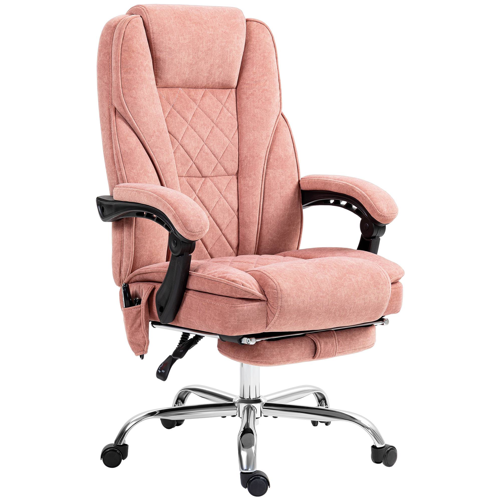 Sans Marque - Fauteuil de bureau massant et chauffant hauteur réglable dossier inclinable télécommande repose-pieds rétractable rose - Image 2