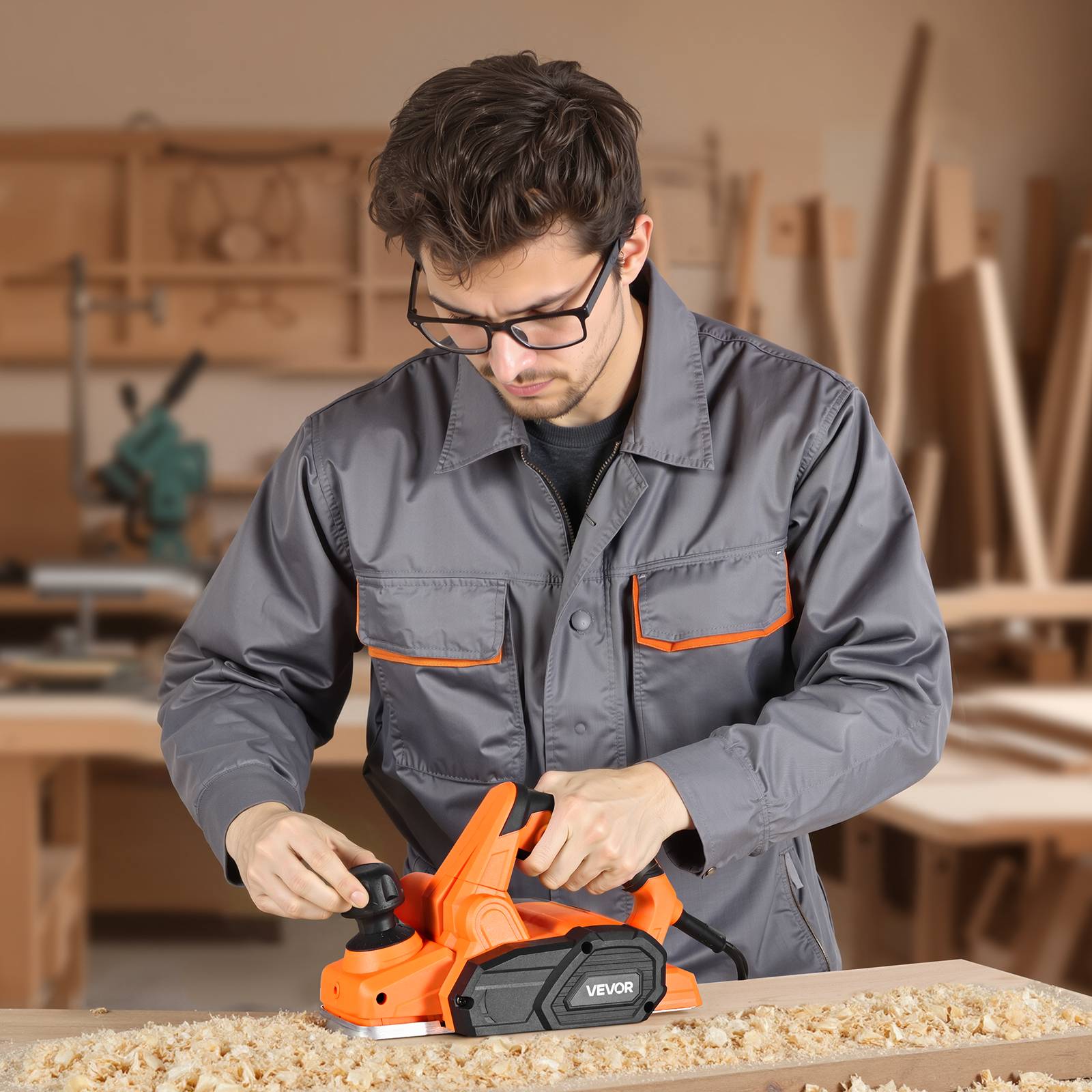 VEVOR Rabot Électrique Filaire Raboteuse à Bois à Main 82 mm 650 W 16800 tr/min - Image 8