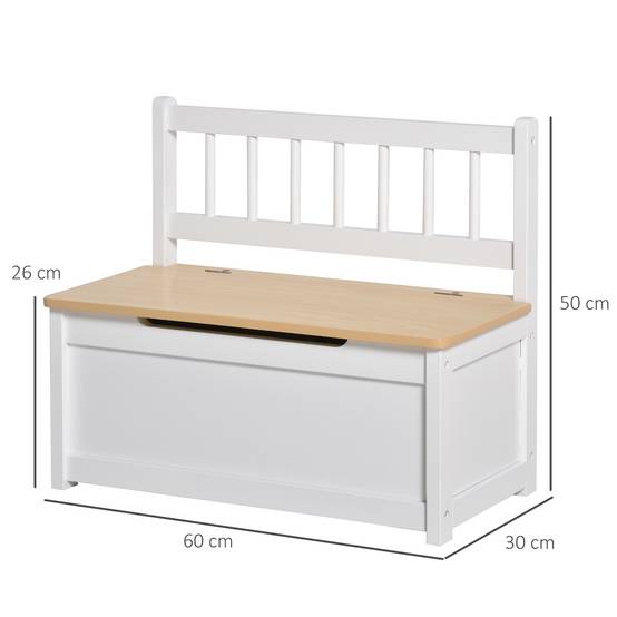 Banc de Rangement Enfant avec Dossier et Couvercle à Fermeture Douce, 40 kg, Jouets, Chambre/Salle de Jeux, 60 x 30 x 50 cm, Blanc - Image 5