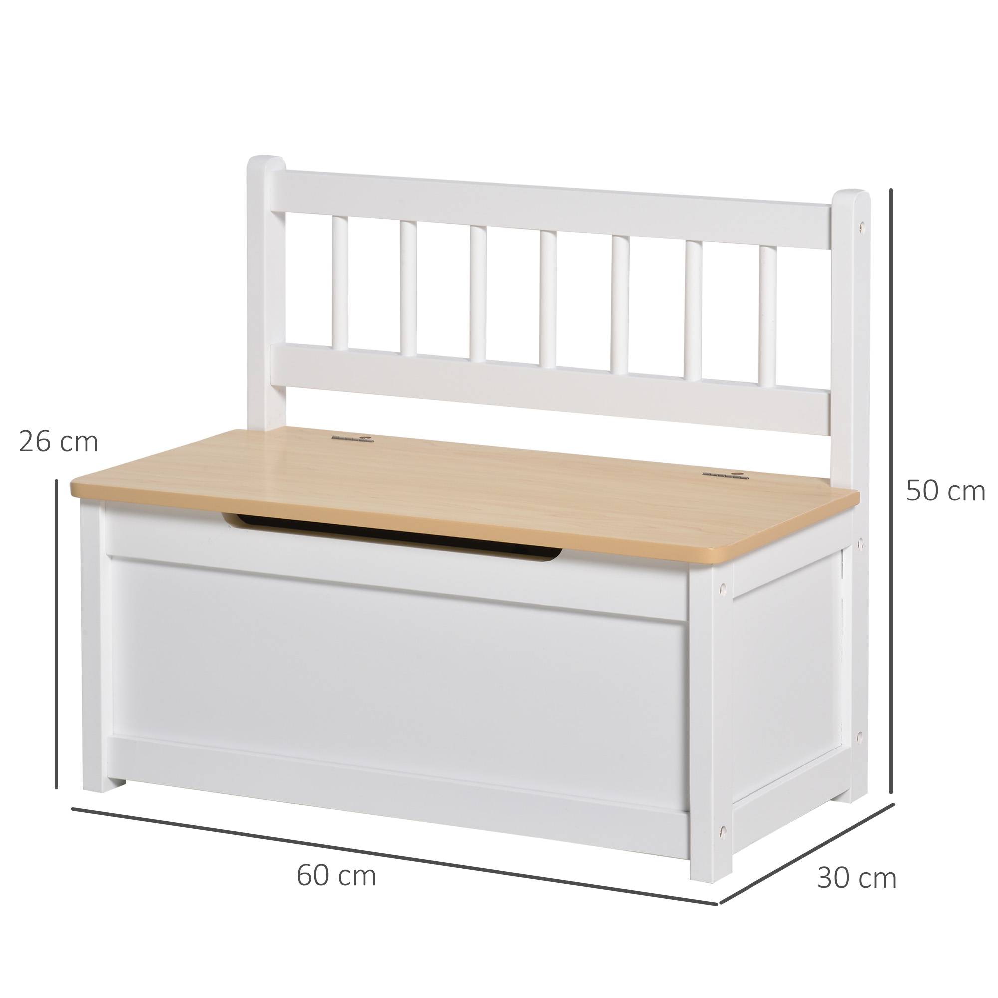 Banc de Rangement Enfant avec Dossier et Couvercle à Fermeture Douce, 40 kg, Jouets, Chambre/Salle de Jeux, 60 x 30 x 50 cm, Blanc - Image 5
