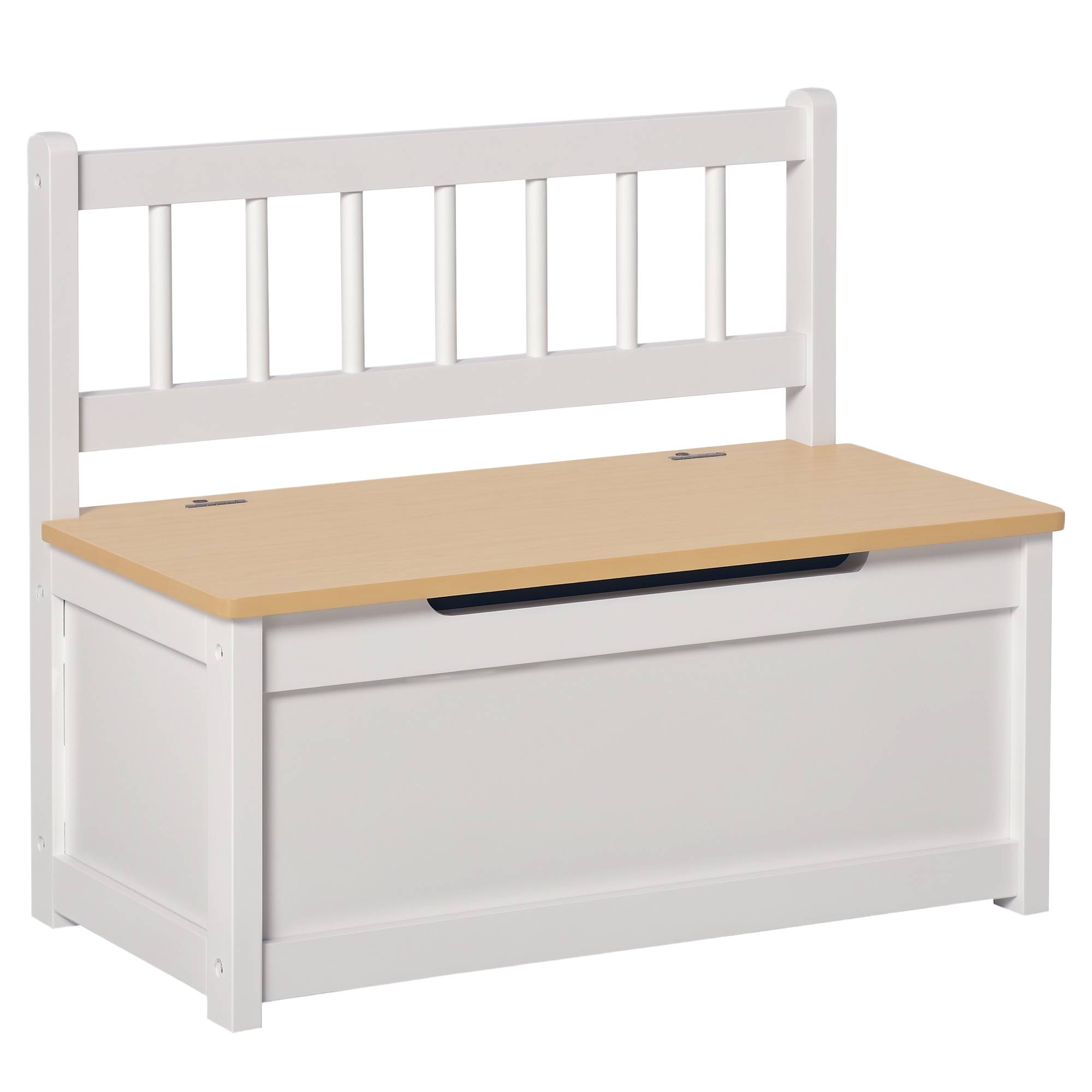 Banc de Rangement Enfant avec Dossier et Couvercle à Fermeture Douce, 40 kg, Jouets, Chambre/Salle de Jeux, 60 x 30 x 50 cm, Blanc - Image 1