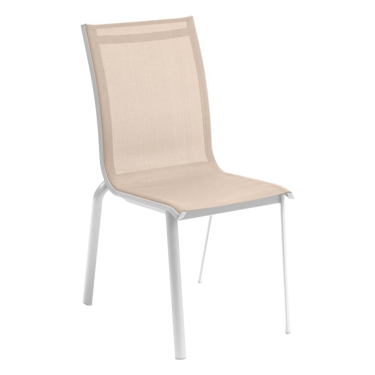 Hesperide - Chaise de jardin empilable "Axant" lin & blanc en aluminium traité époxy Hespéride - Image 2