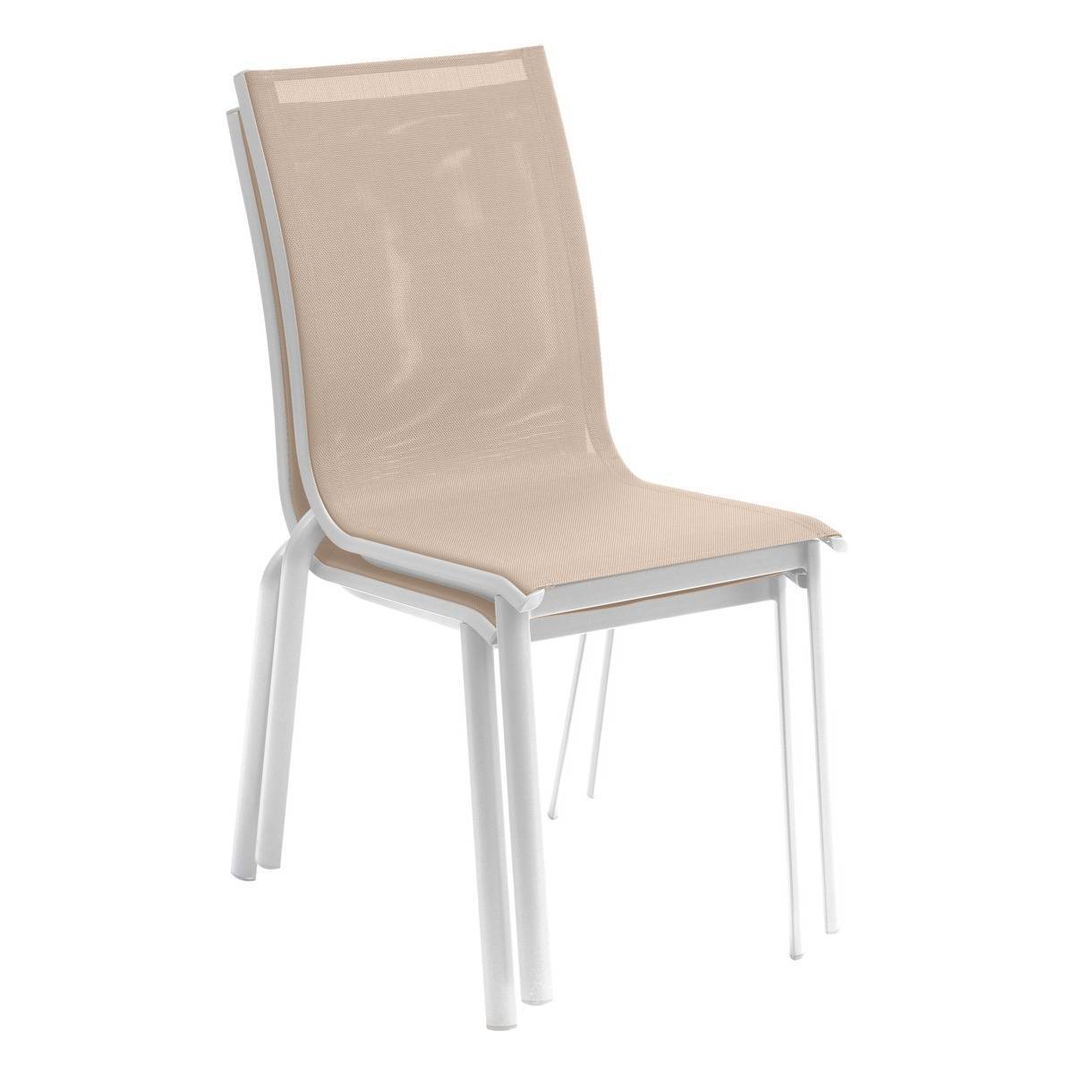 Hesperide - Chaise de jardin empilable "Axant" lin & blanc en aluminium traité époxy Hespéride - Image 3