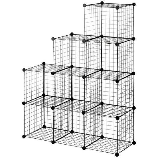 Étagère modulaire, étagère à chaussures, 9 cubes, design modulaire, acier, noir, 35 x 35 x 35 cm par cube - Image 2