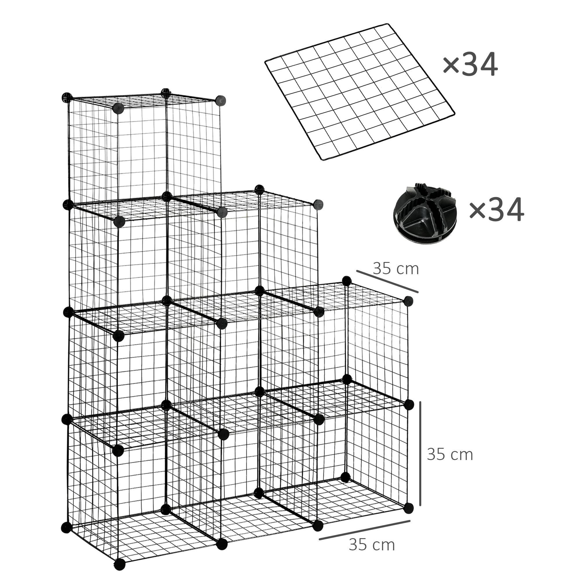 Étagère modulaire, étagère à chaussures, 9 cubes, design modulaire, acier, noir, 35 x 35 x 35 cm par cube - Image 5