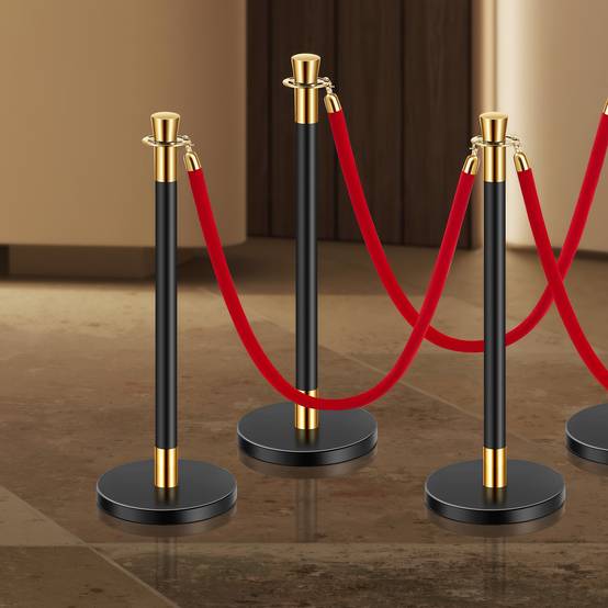 Vevor - VEVOR Poteaux guidage 6pcs base creuse, 4 cordes velours rouge, inox noir, contrôle foule/fête. - Image 8