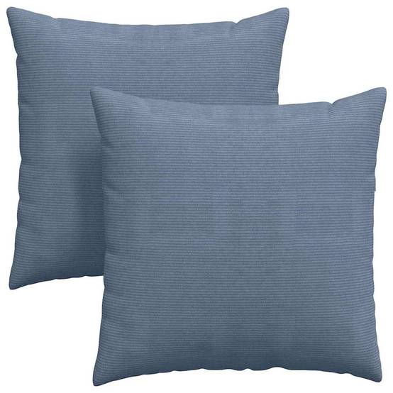 Lot de 2 Coussins de Canapé Velours Côtelé Texturé Housses Amovibles pour Salon et Bureau Bleu 80x80 cm – ComfortXL Outdoor Living - Image 2