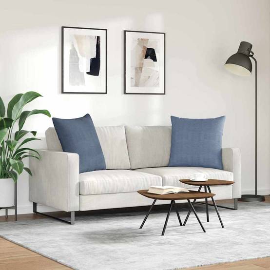 Lot de 2 Coussins de Canapé Velours Côtelé Texturé Housses Amovibles pour Salon et Bureau Bleu 80x80 cm – ComfortXL Outdoor Living - Image 4