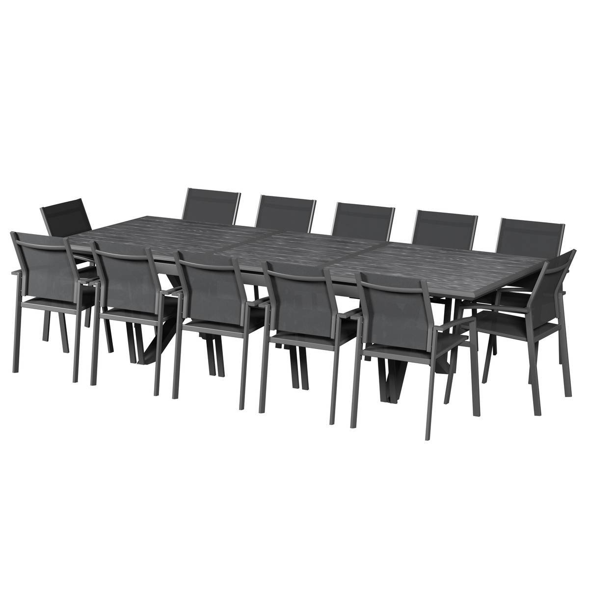 Hesperide - Table de jardin extensible "Axiome" ardoise granitée 12 places en aluminium traité époxy - Hespéride - Image 3