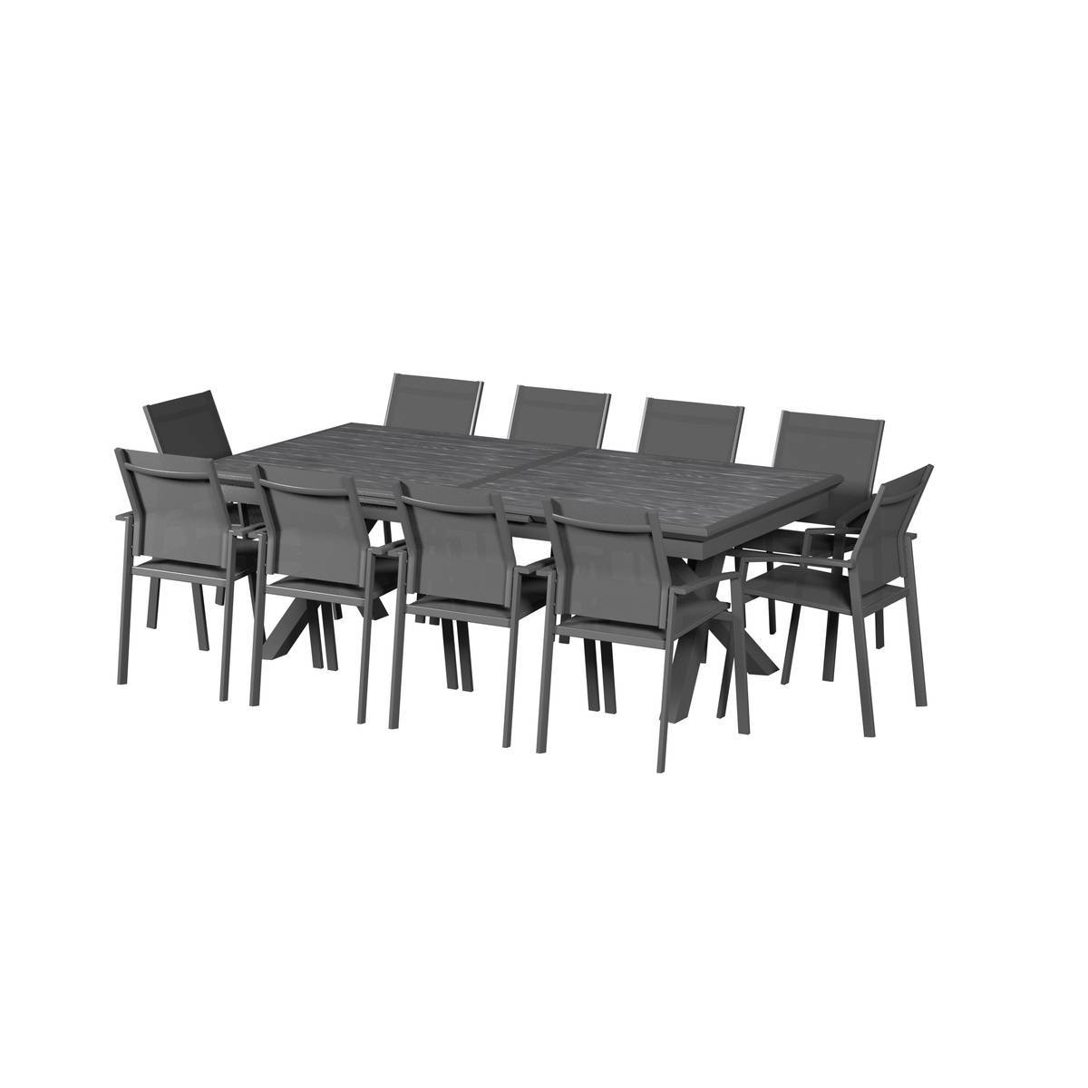 Hesperide - Table de jardin extensible "Axiome" ardoise granitée 12 places en aluminium traité époxy Hespéride - Image 4