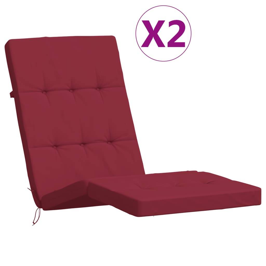 Coussin Bain de soleil | Coussins de chaise longue lot de 2 rouge bordeaux tissu oxford Maison Chic - Image 1