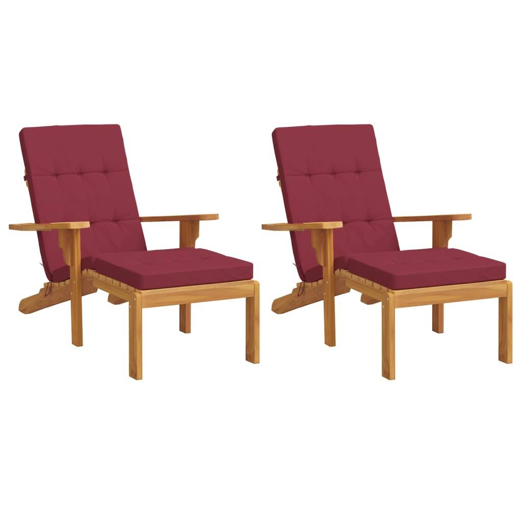 Coussin Bain de soleil | Coussins de chaise longue lot de 2 rouge bordeaux tissu oxford Maison Chic - Image 3