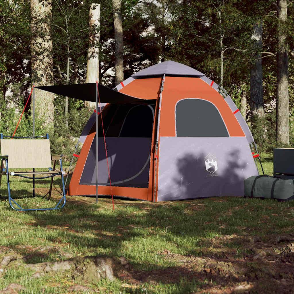 ComfortXL - Tente de Camping Cabine 4 Personnes Installation Rapide avec Auvent Gris et Orange – ComfortXL Outdoor Living - Image 3