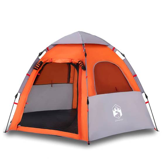 ComfortXL - Tente de Camping Cabine 4 Personnes Installation Rapide avec Auvent Gris et Orange – ComfortXL Outdoor Living - Image 2