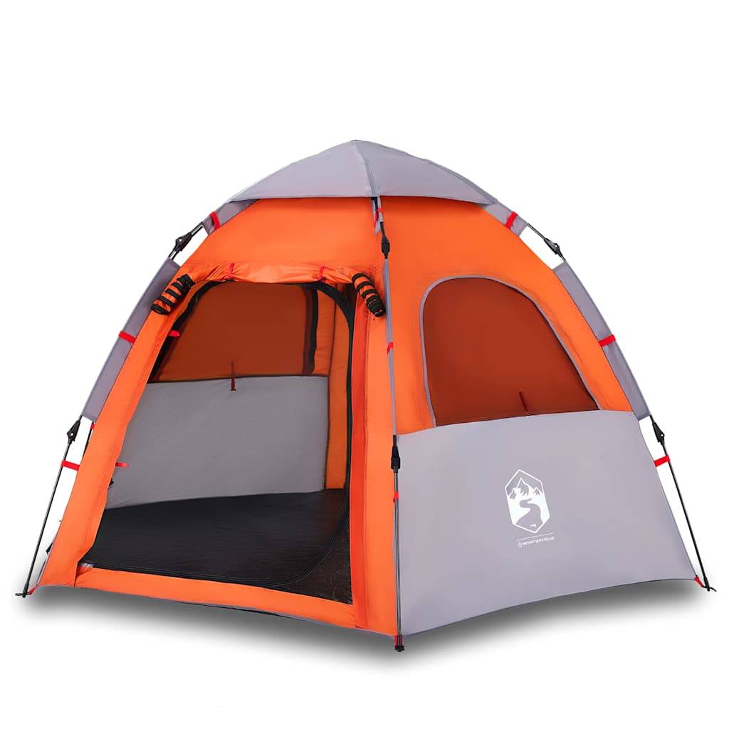 ComfortXL - Tente de Camping Cabine 4 Personnes Installation Rapide avec Auvent Gris et Orange – ComfortXL Outdoor Living - Image 2