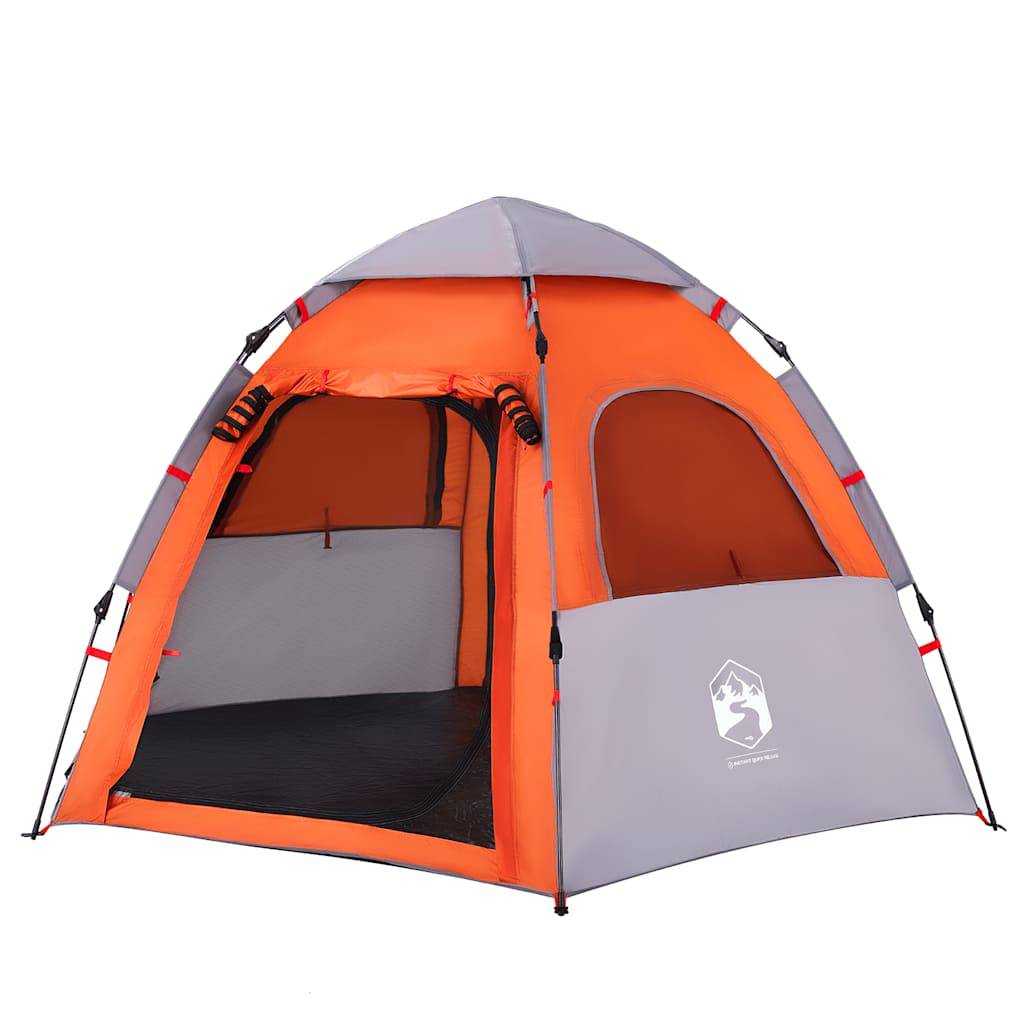 ComfortXL - Tente de Camping Cabine 4 Personnes Installation Rapide avec Auvent Gris et Orange – ComfortXL Outdoor Living - Image 4