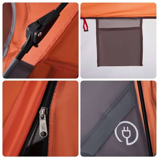 ComfortXL - Tente de Camping Cabine 4 Personnes Installation Rapide avec Auvent Gris et Orange – ComfortXL Outdoor Living - Image 6