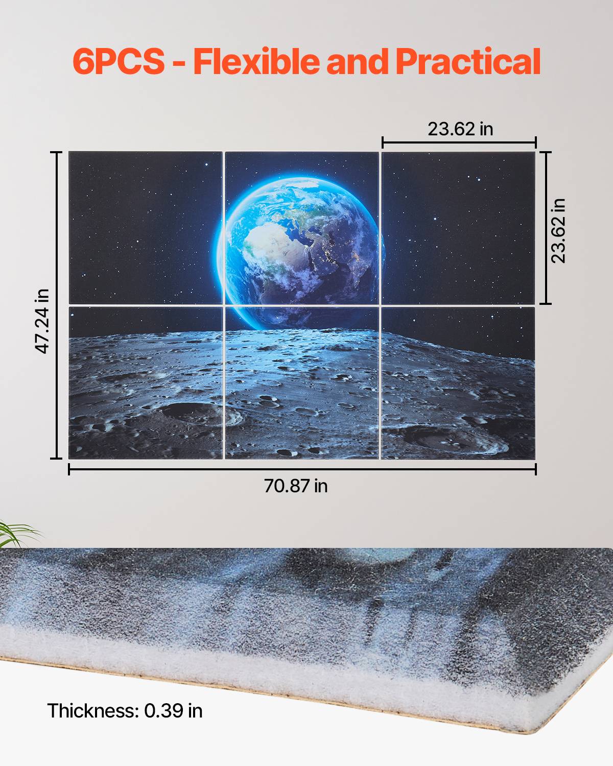 Vevor - VEVOR, lot de 6 panneaux acoustiques 60x60x1 cm, autocollants 3M, fibre polyester, NRC 0,85 - Image 5