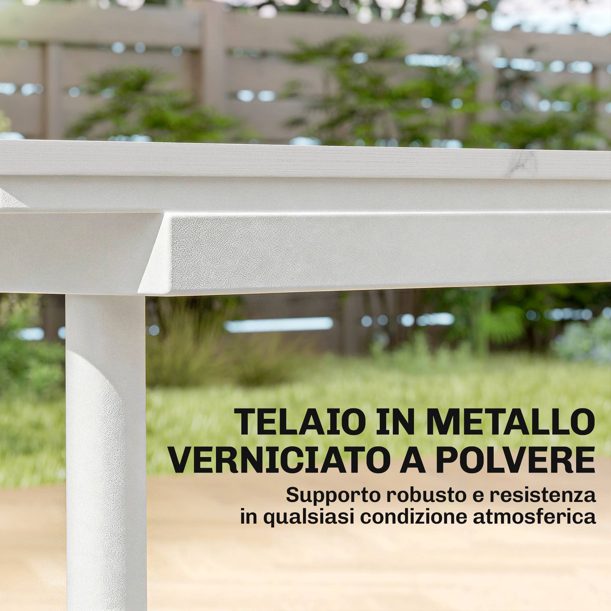 Table de jardin rectangulaire pour 6 personnes, 140 x 80 cm, plateau en composite bois-plastique. - Image 8