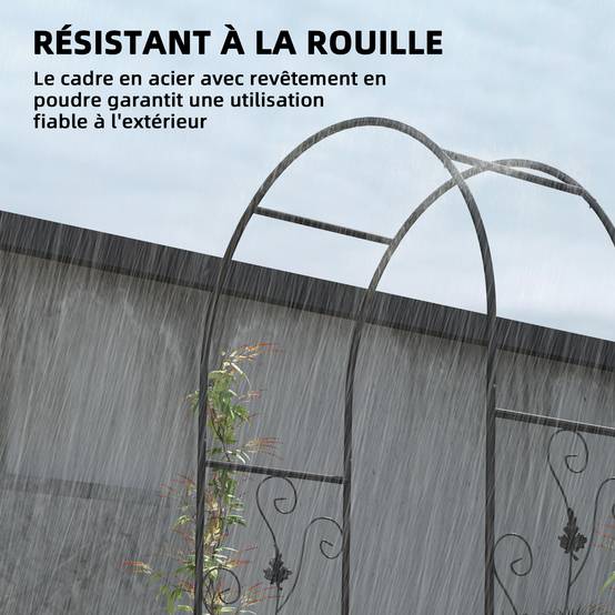 Arche de jardin avec double porte acier noir 107 x 45 x 217 cm - PANGIVO - Image 7