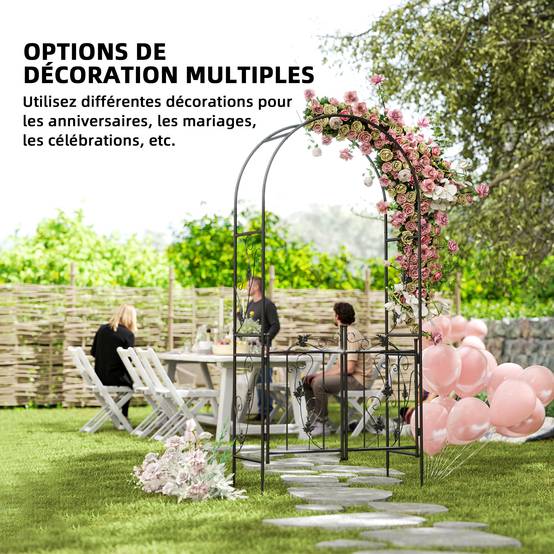Arche de jardin avec double porte acier noir 107 x 45 x 217 cm - PANGIVO - Image 9