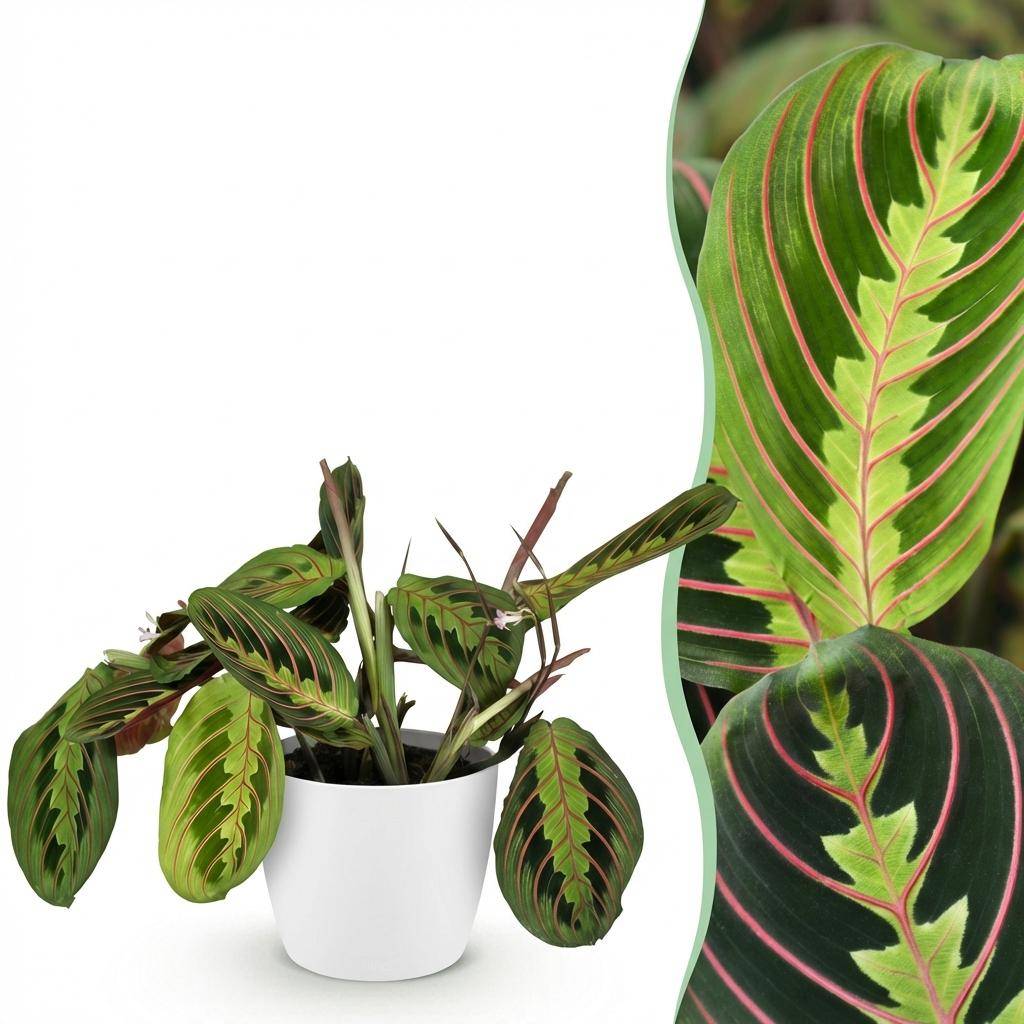 Maranta Fascinator Tricolour - Pet-friendly - Pot de 12cm - Hauteur 25cm - Blanc - Plantes d'intérieur - Image 1