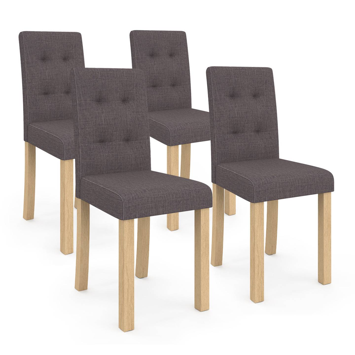 Lot de 4 chaises POLGA capitonnées gris anthracite pour salle à manger - Image 2