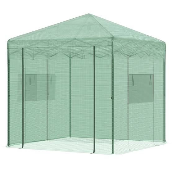 Sans Marque - Serre châssis froid tomates porte fenêtre enroulables acier PE vert foncé 238x178x240 cm - Image 2
