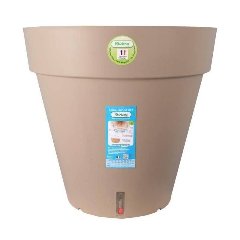Riviera - Riviera Pot De Fleurs Loft Avec Reserve Deau - Rond - O 60 X H 55 Cm - Taupe - Image 4